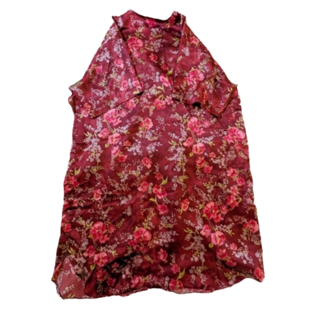 Winlar Caftan Night Gown Sleep Dress Miu‎ Miu Red Floral Button Front One Size - Picture 5 of 5